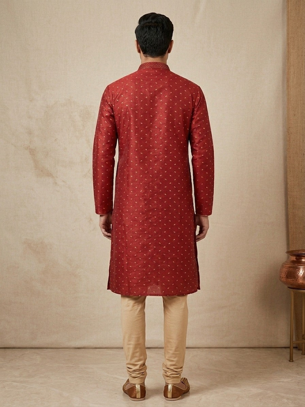 Maroon Embroidered Kurta Set