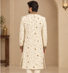 Ivory Sherwani with Maroon & Gold Embroidered Collar and Placket