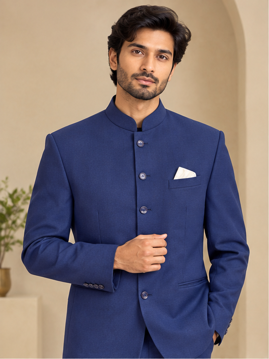 Navy Blue Bandhgala/Jodhpuri Suit Set