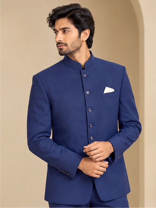 Navy Blue Bandhgala/Jodhpuri Suit Set