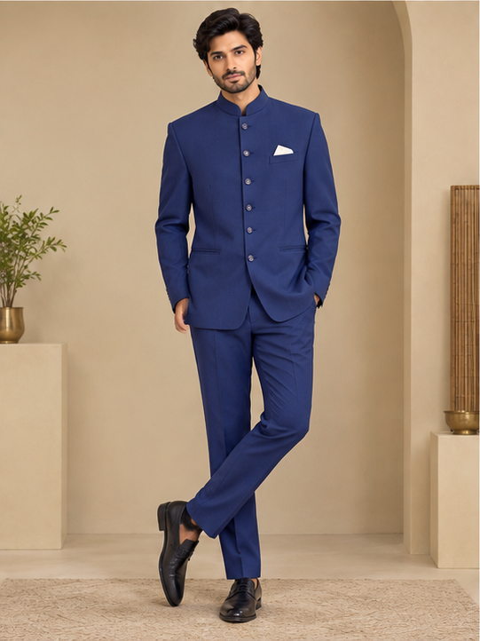 Navy Blue Bandhgala/Jodhpuri Suit Set