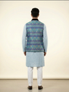 Sky Blue Kurta with Printed Modi Jacket Set
