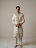 Ivory Embroidered Sherwani Set