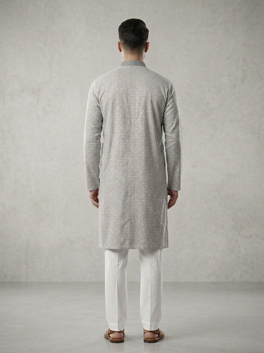Light Grey Cotton Kurta Set
