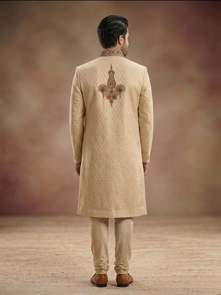 Ivory Embroidered Sherwani Set
