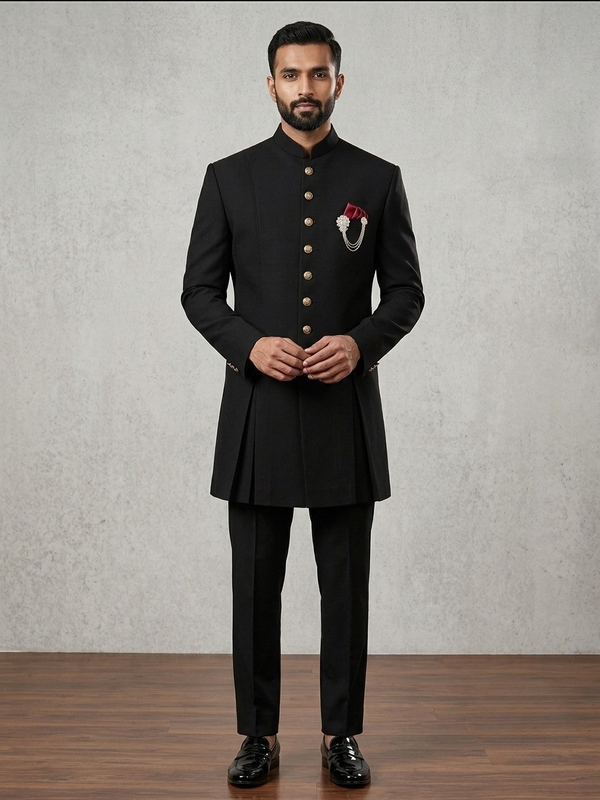 Classic Black Bandhgala Suit
