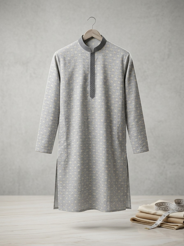 Light Grey Cotton Kurta Set