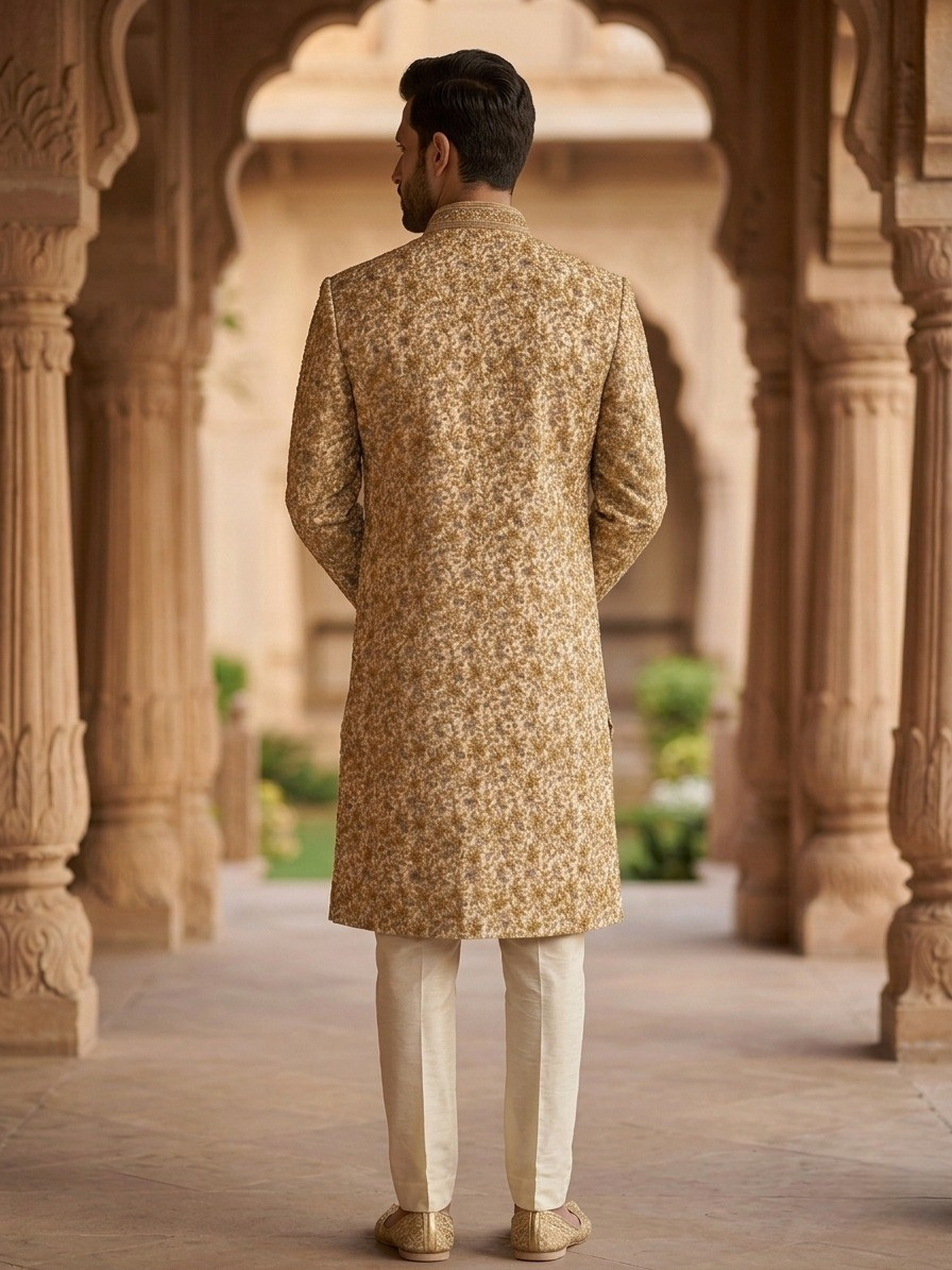 Royal Gold Embroidered Sherwani