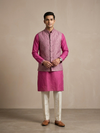 Pink Kurta with Embroidered Modi Jacket Set