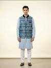 Sky Blue Kurta with Printed Modi Jacket Set