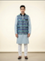Sky Blue Kurta with Printed Modi Jacket Set