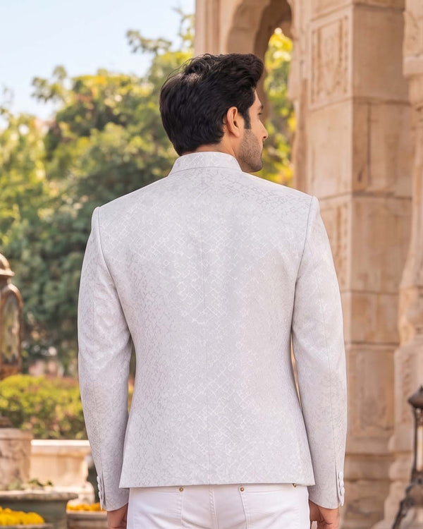 Men’s Premium White Printed Bandhgala