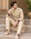 Men Self-Design Kurta, Trouser Pyjama and Waistcoat/Nehru Jacket Ethnic Set