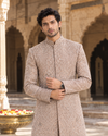Men's Beige Premium Embroidered Sherwani
