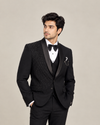 Black Beaded Tuxedo 5-Piece Suit Set for Men | House of SN