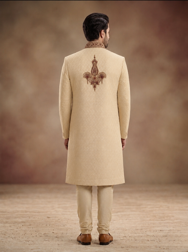Ivory Embroidered Sherwani Set