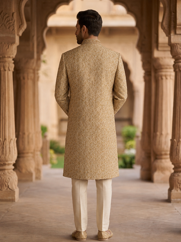 Royal Gold Embroidered Sherwani